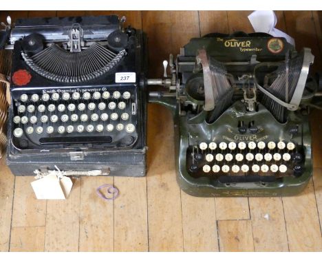 An Oliver portable typewriter model 9 circa 1915 together with a Smith Premier Portable typewriter fitted in original case 