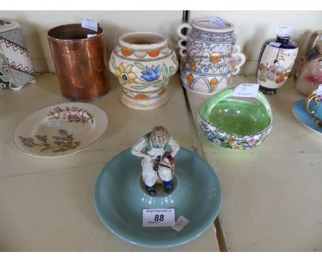 A Beswick advertising figure of Timpson Fine Shoes together with two pieces of Charlotte Rhead, Royal Worcester plate, Maling