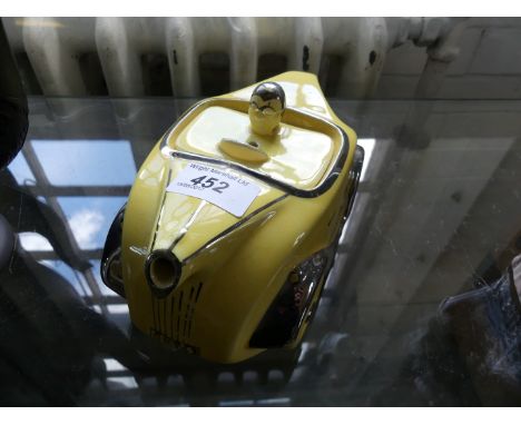 A vintage Sadler yellow racing car teapot 