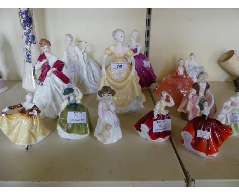 Thirteen assorted Royal Doulton, Coalport and Worcester figurines to include 'First Dance', 'Amanda', etc