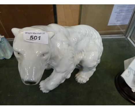 A large Royal Dux model of a polar bear 