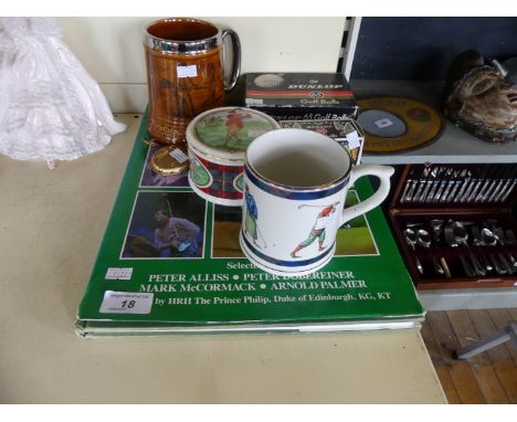 A small quantity of golf related items to include a boxed set of Dunlop 65 golf balls still in original packaging, pocket wat
