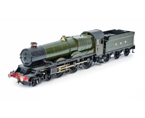 A 7mm finescale model of the GWR King Class 4-6-0 locomotive and tender No 6024 'King Edward I', built by P Everton, with fin