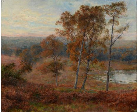 Arthur Trevor Haddon (1864-1941) - Trees in Autumn,&nbsp; signed, oil on canvas, 62.5 x 76cm  Unlined, would benefit from a l