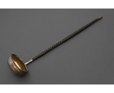 An Elizabeth II silver punch ladle, with ebonised handle, by J N Lowe (Sheffield) Ltd, 1977  As new