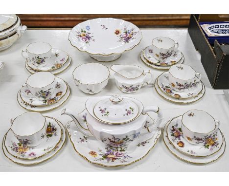 A Royal Crown Derby Derby Posies pattern tea service and a matching fruit stand, late 20th c, printed mark  Good condition. P