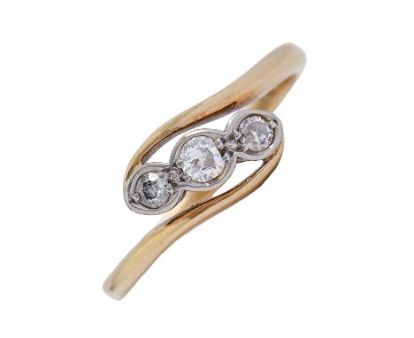 A diamond ring, in gold marked 18ct, 2.7g, size J  Light wear consistent with age