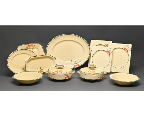 Clarice Cliff. An A J Wilkinson Ravel dinner service, 1935,&nbsp;Biarritz and Odilon shape, covered vegetable dishes 20.5cm d