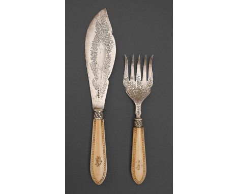 A pair of Victorian silver fish servers, bone hafted, by Henry Wilkinson &amp; Co, Sheffield 1874  Slightly worn