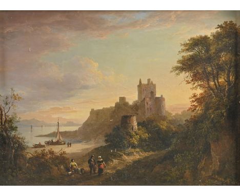Follower of Alexander Nasmyth - Scottish Landscape with Figures, bears signature and date, oil on panel, 43 x 59cm  Some poss