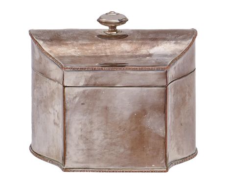 An EPNS tea caddy with serpentine ends, early 20th c, 10cm h  Plating slightly worn