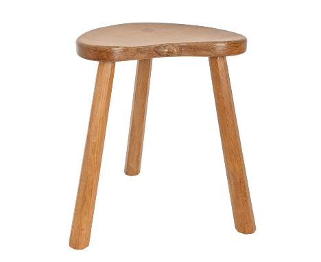 A Mouseman oak stool, 45cm h, carved mouse 'signature'  Good condition