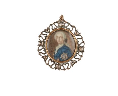PORTRAIT MINIATURE OF PRINCE CHARLES EDWARD STUART BY CHARLES DIXON (FL. 1748-1798) MID-18TH CENTURY  in a silver filigree fr