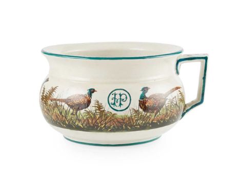 A WEMYSS WARE CHAMBER POT 'PHEASANTS' PATTERN, EARLY 20TH CENTURY  decorated by Karel Nekola, bearing initials HP, painted WE