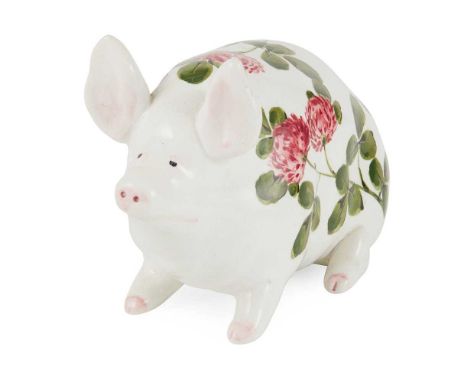 A SMALL WEMYSS WARE PIG  'CLOVER' PATTERN, POST 1930 decorated by Joe Nekola, painted WEMYSS, stamped MADE IN ENGLANDDimensio