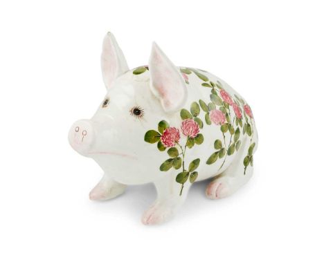 A LARGE WEMYSS WARE PIG 'CLOVER' PATTERN, POST 1930 decorated by Joe Nekola, painted WEMYSS/ MADE IN ENGLANDDimensions:44cm l