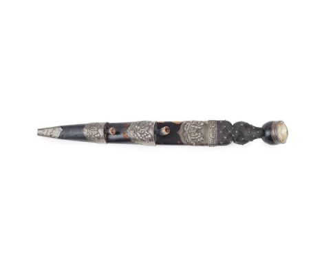 A MID VICTORIAN 93rd (SUTHERLAND) HIGHLANDER OFFICER'S DIRK the leather covered wooden scabbard applied with thistle mounts a