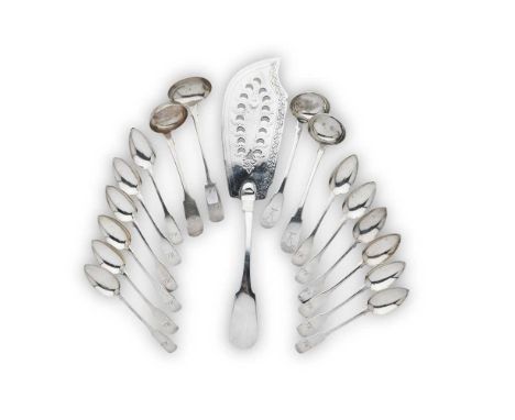 GREENOCK – A SCOTTISH PROVINCIAL FISH SLICE JOHN SUMMERS marked JS, device struck six times, of Fiddle pattern with vacant te