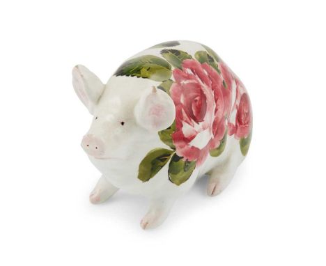 A SMALL WEMYSS WARE PIG 'CABBAGE ROSES' PATTERN, EARLY 20TH CENTURY  decorated by Joe Nekola, painted WEMYSSDimensions:16cm l