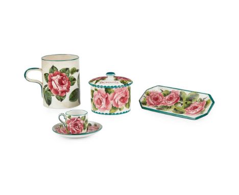 A GROUP OF WEMYSS WARES 'CABBAGE ROSES' PATTERN, EARLY 20TH CENTURY comprising a LARGE MUG, impressed WEMYSS WARE/ R. H. &amp