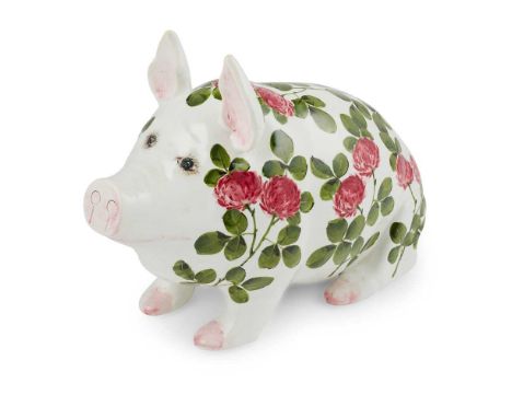 A MEDIUM WEMYSS WARE PIG 'CLOVER' PATTERN, POST 1930 decorated by Joe Nekola, painted WEMYSS/ MADE IN ENGLANDDimensions:29cm 