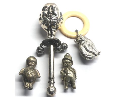 Vintage silver plated babies rattles etc 