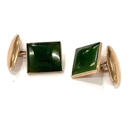 Vintage 9ct gold and stone set cufflinks 6.1g, good condition