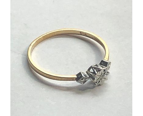 9ct gold diamond ring weight 1.3 size j-k 