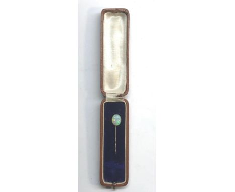 Antique large opal 9ct gold stick pin opal measures approx 10mm by 8mm set in 9ct gold hallmarked stick pin