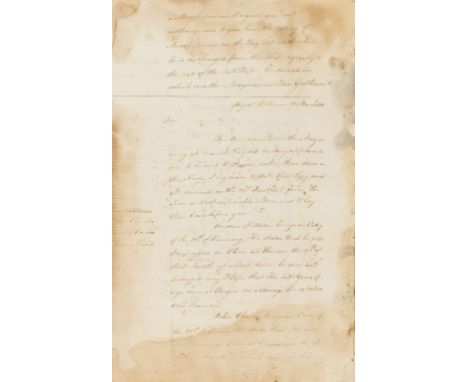 Royal Navy.- Letter-book from HMS Royal William, manuscript, 177pp. excluding blanks, extensively damp-stained, some ff. work