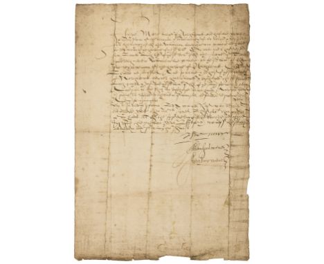 Scotland.- Mure [Muir] (Sir John) Order to Jas. Loch Treasurer to pay Two Hundred Marks for the repair of North Berwick Harbo