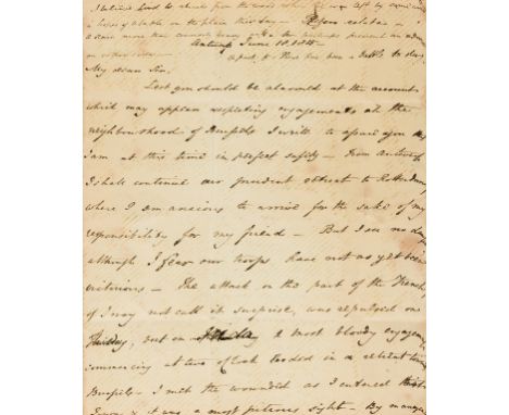 Waterloo.- C[ooke] (Rev. S.) Autograph Letter signed to the Rev. Dr Cooke at Weston under Edge, sm. 4to, 4pp. &amp; address p