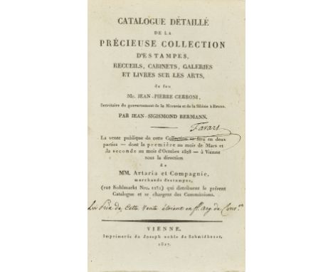 Print &amp; book sale catalogue.- Bermann (Jean-Sigismond) Catalogue detaillé de la Précieuse Collection d'Estampes, Recueils