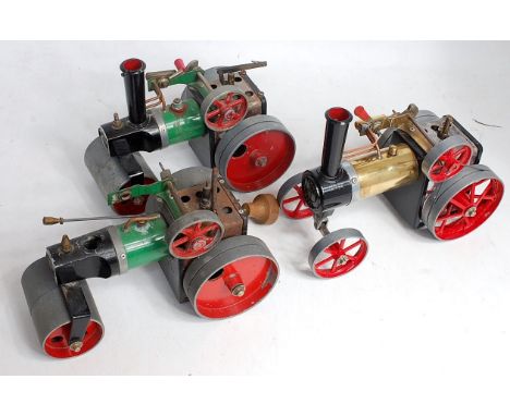 Three various Mamod SR1 steam roller live steam traction engines, all suitable for spares or repair, in varying conditions, s