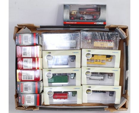 Tray containing 8 Oxford diecast and 7 Corgi mostly railway related commercial vehicles (M-BM)