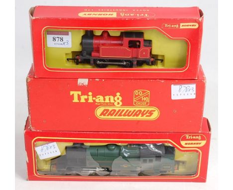 A Triang Railway R59 box containing damaged black 2-6-2 tank engine (P-BG), Triang Hornby R59S green tank engine in box with 