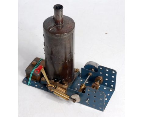 Meccano steam engine complete, original brass finish with manual