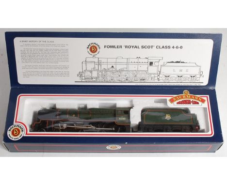 A Bachmann 31-278 parallel boiler Scot class engine and tender BR lined green No. 46148 ''The Manchester Regiment'' (G-BG)