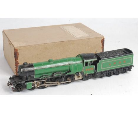 Trix Twin Railway LNER green double lined tender 'Scotsman' engine and tender, locomotive boiler/firebox has been repaired du