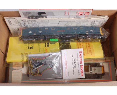 Box containing Lima Deltic diesel locomotive and parts to convert to scale model, all ex-model makers workshop (G)