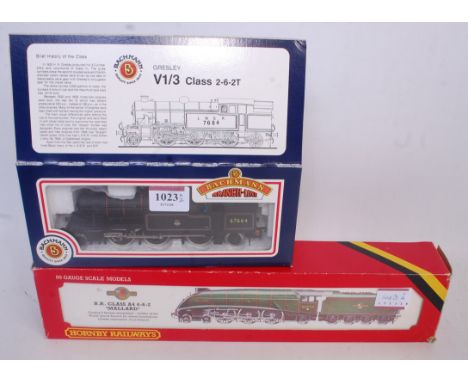 Bachmann 31-602 BR Lined Black Class VI Tank Loco No.67664 (GBG), with a Hornby R350 BR Lined Green Class A4 Loco and Tender 