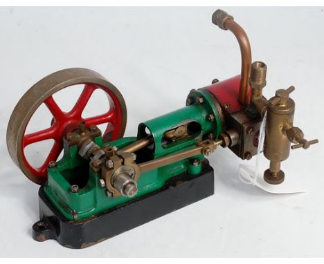 A Stuart Turner No.10H horizontal mill engine, comprising single oscillating cylinder with slip eccentric and heavy spoked fl