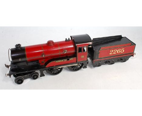 Bassett-Lowke pre-war clockwork 4-4-0 loco 'Princess Elizabeth', repair to handrail fixing to bails with a six wheel tender N