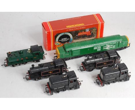 Mixed lot of Hornby locomotives R779 red ''Desmond'' saddle tank engine (G-BG) 2 BR black Jinty tank engines GWR pannier tank