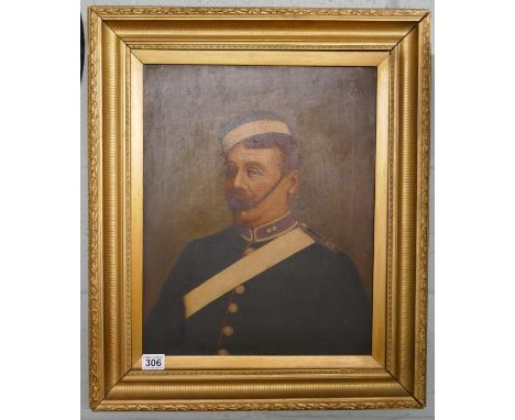 Oil on board - Portrait of military gentleman - Approx image size: 40cm x 50cm