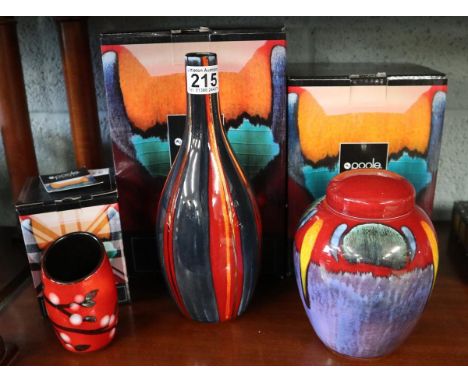 3 pieces of Poole pottery in original boxes