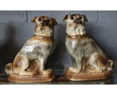 Pair of ceramic dogs - Approx H: 30cm