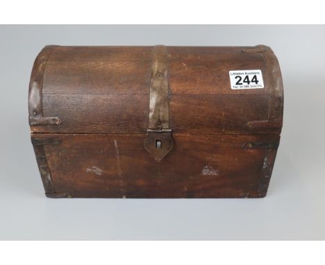 Small metal bound wooden trunk