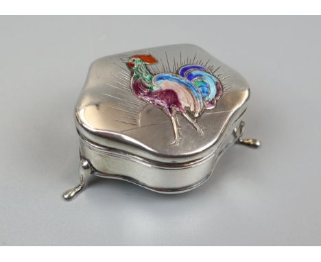 Hallmarked silver &amp; enamel pill box