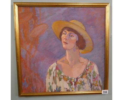 Olwen Tarrant - Oil on canvas - Possible self portrait - Approx image size: 49cm x 50cm